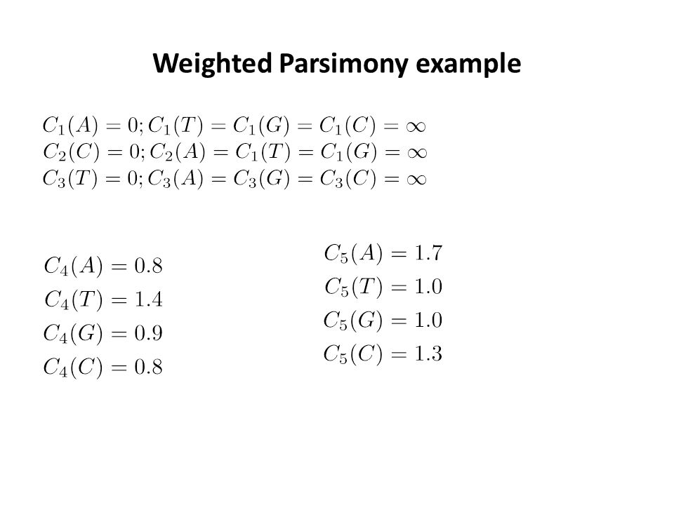 Weighted Parsimony example
