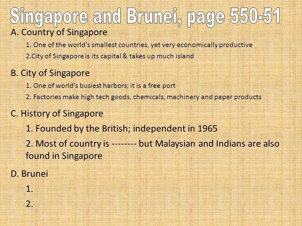 A. Country of Singapore 1.