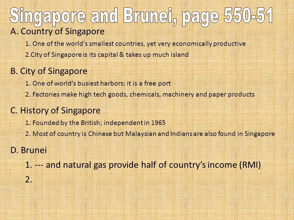 A. Country of Singapore 1.