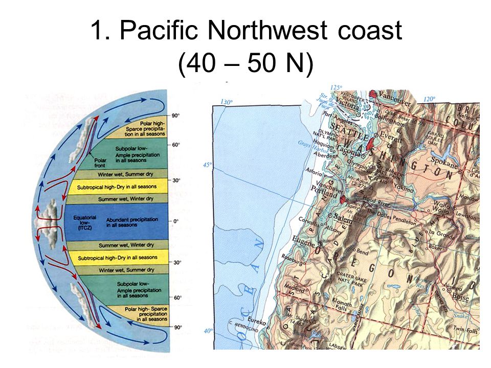 1. Pacific Northwest coast (40 – 50 N)