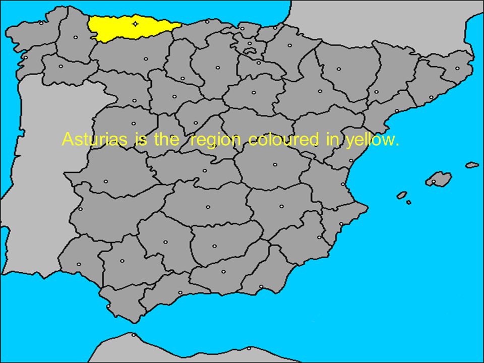 Asturias is the region coloured in yellow.