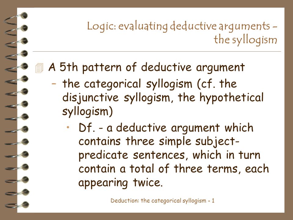 Publishing Deductive Reasoning and the Argument Composition Utilizing Syllogisms Publishing Deductive Reasoning and the Argument Composition Utilizing Syllogisms
