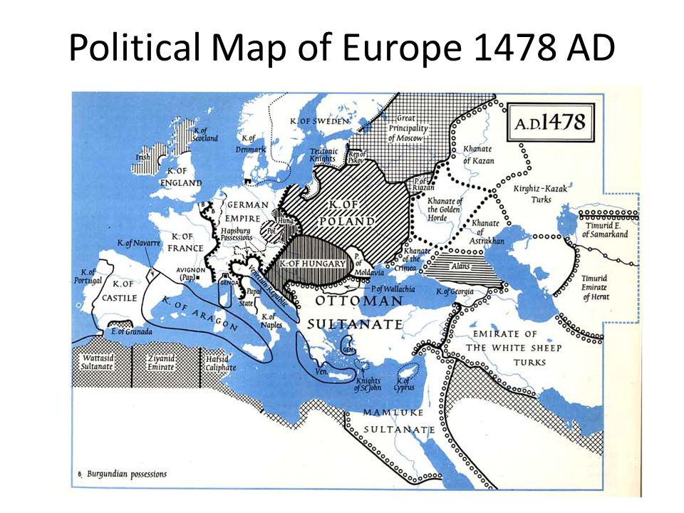 Political Map of Europe 1478 AD