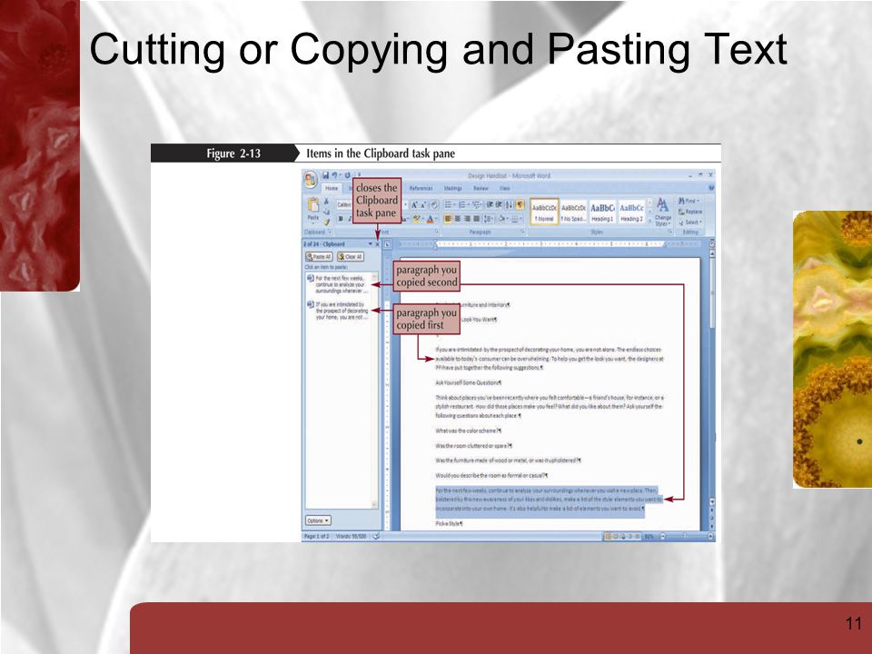 11 Cutting or Copying and Pasting Text