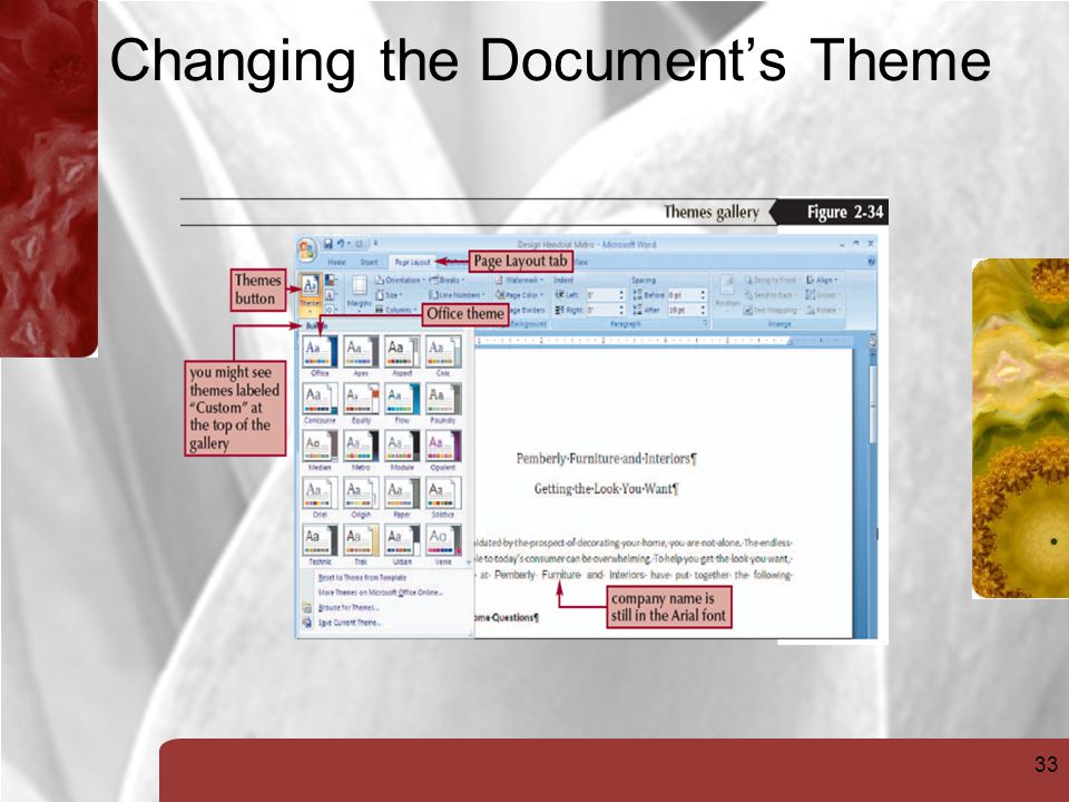 33 Changing the Document’s Theme