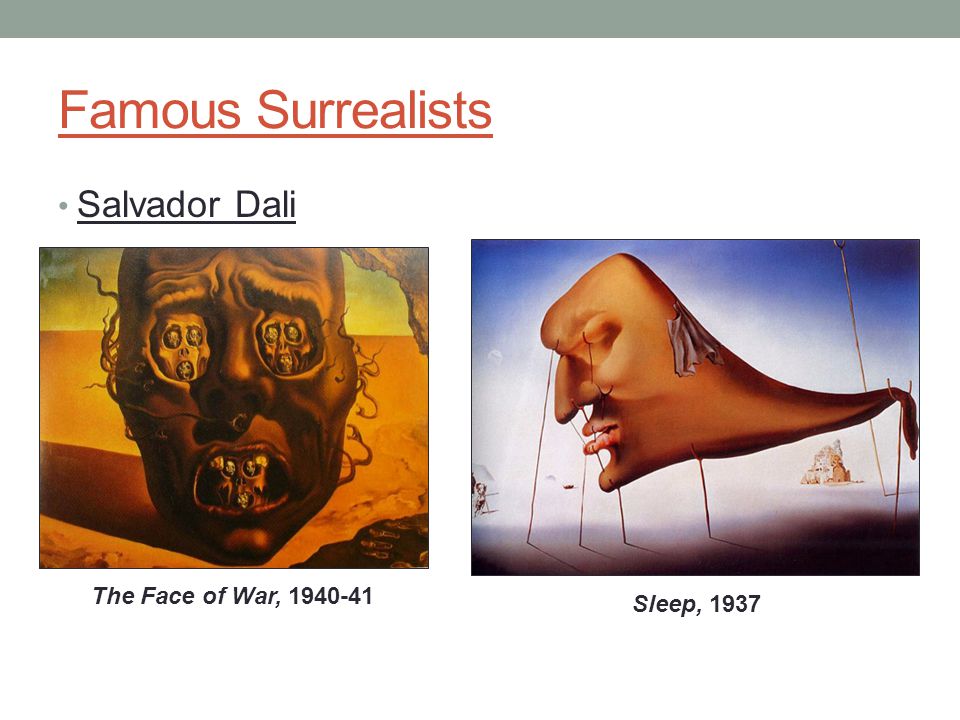 Famous Surrealists Salvador Dali The Face of War, Sleep, 1937