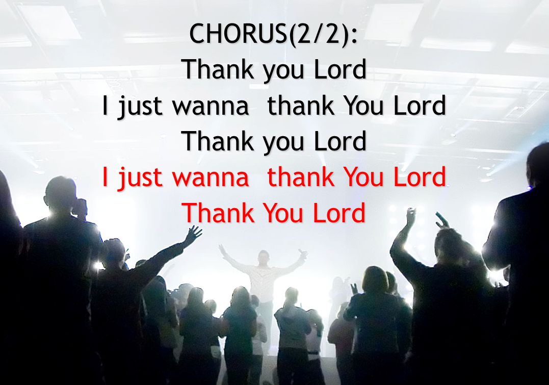 CHORUS(2/2): Thank you Lord I just wanna thank You Lord Thank you Lord I just wanna thank You Lord Thank You Lord