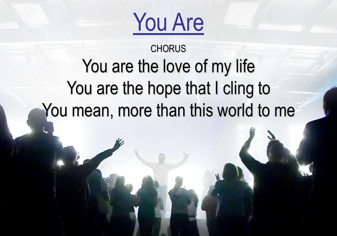 CHORUS You are the love of my life You are the hope that I cling to You mean, more than this world to me