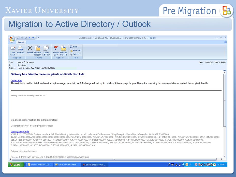 Migration to Active Directory / Outlook