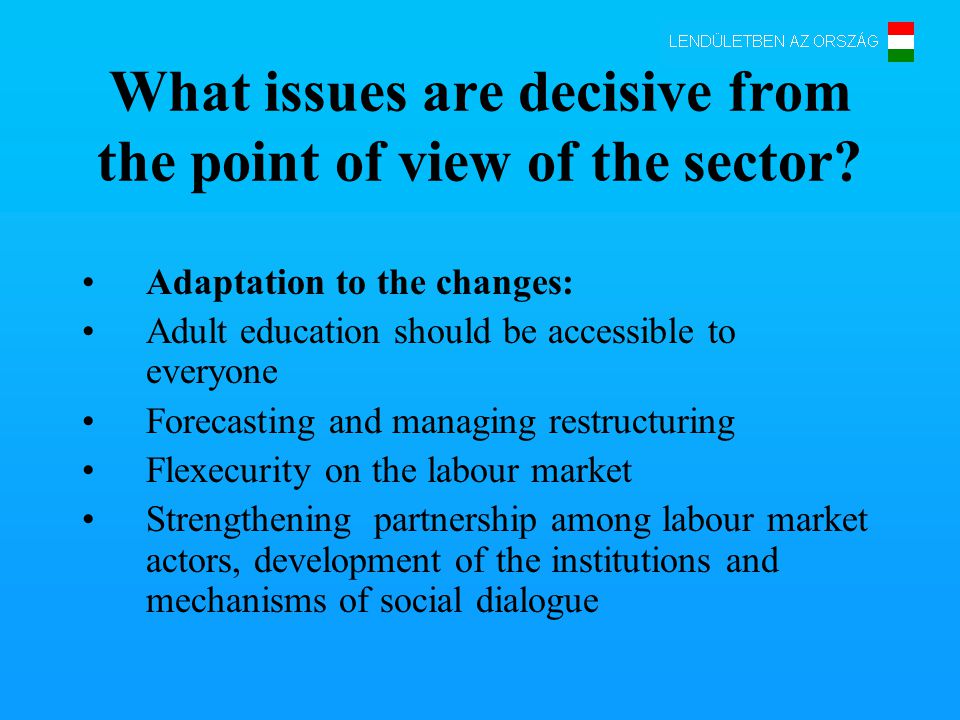 What issues are decisive from the point of view of the sector.