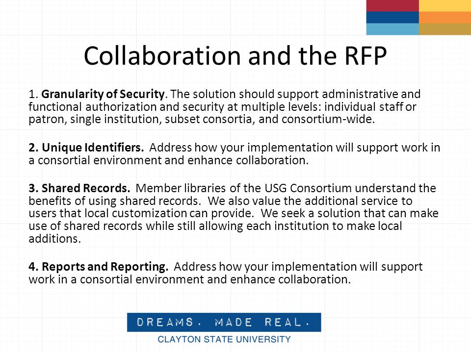 Collaboration and the RFP 1. Granularity of Security.