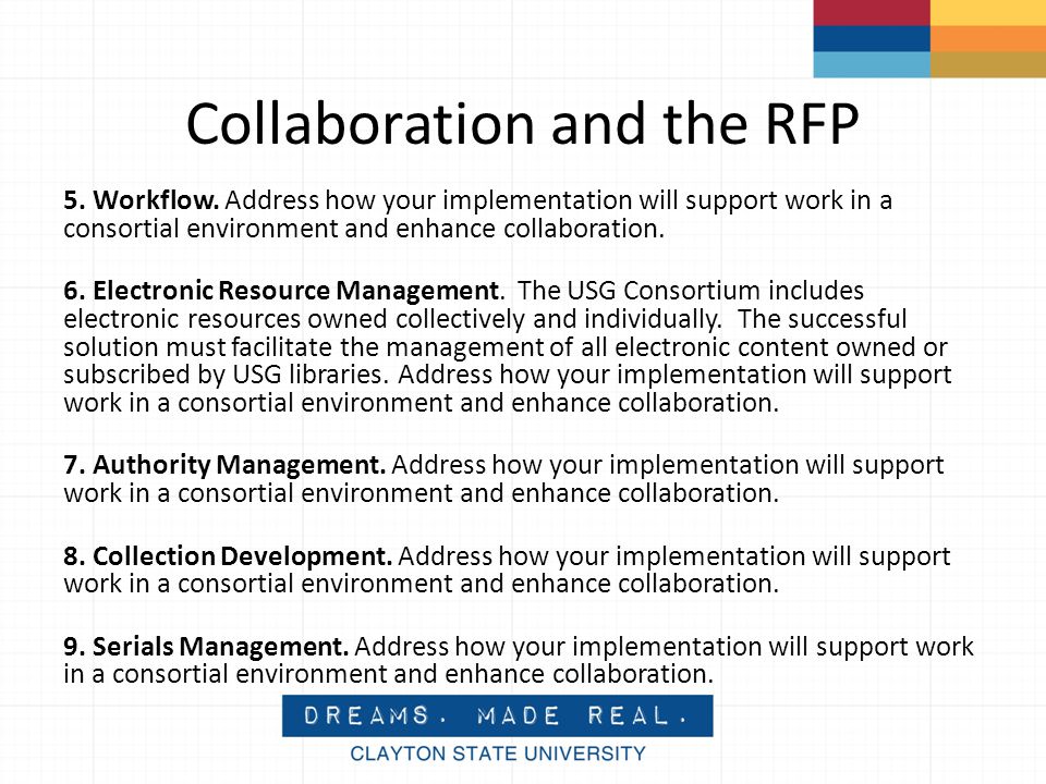 Collaboration and the RFP 5. Workflow.