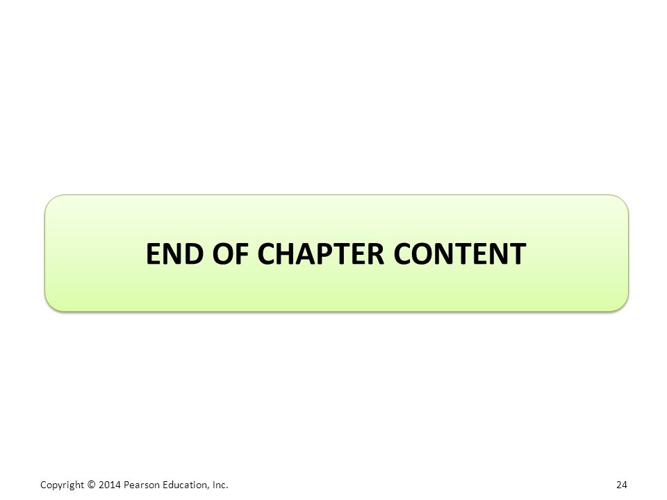 Copyright © 2014 Pearson Education, Inc. 24 END OF CHAPTER CONTENT
