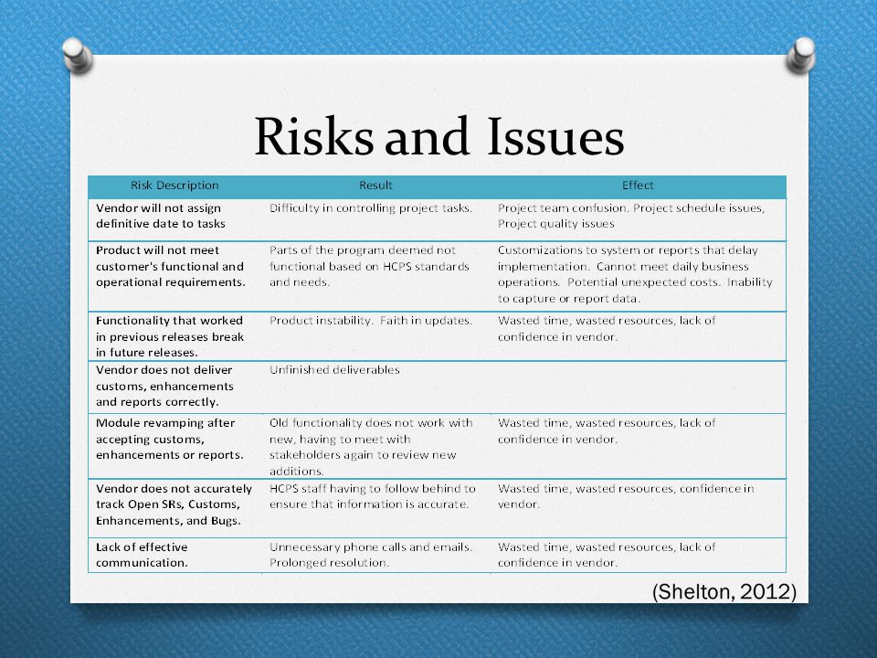 Risks and Issues