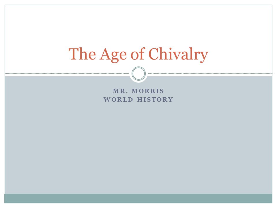 MR. MORRIS WORLD HISTORY The Age of Chivalry