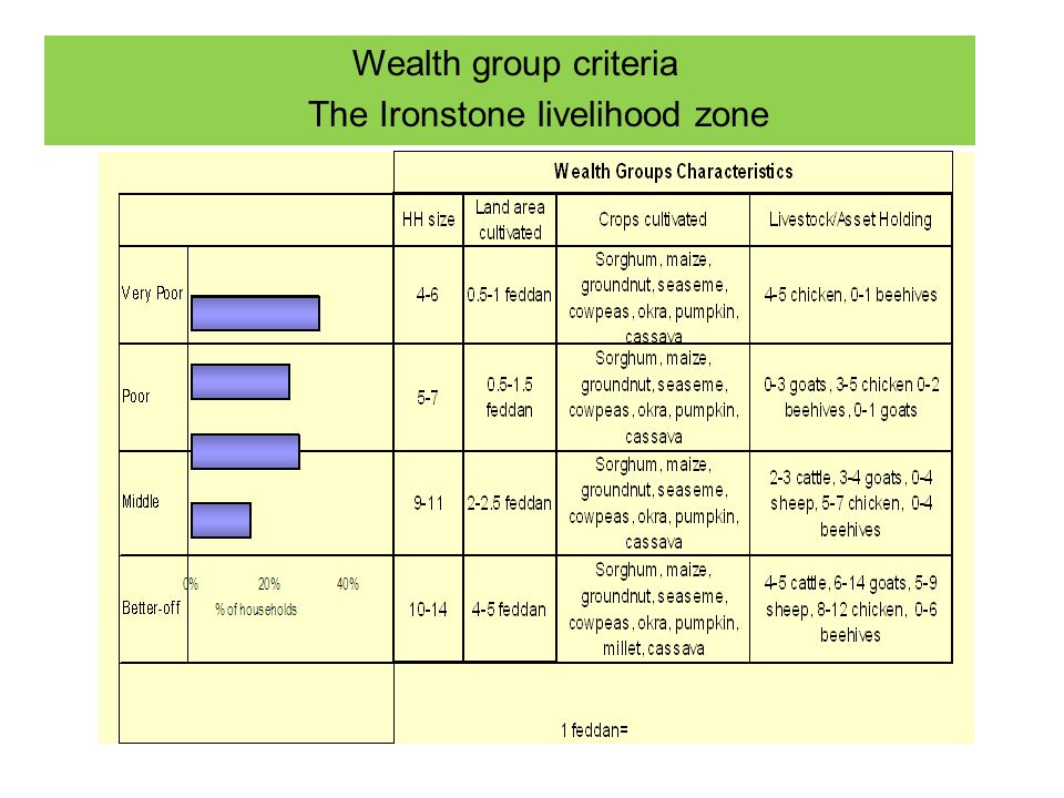 Wealth group criteria The Ironstone livelihood zone