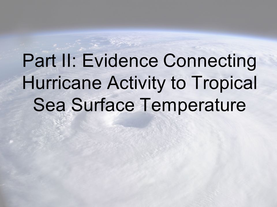 Part II: Evidence Connecting Hurricane Activity to Tropical Sea Surface Temperature