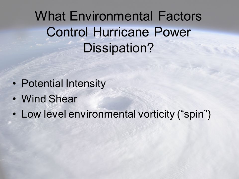 What Environmental Factors Control Hurricane Power Dissipation.