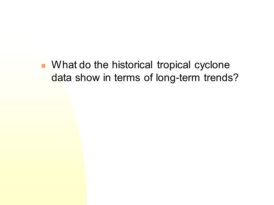 What do the historical tropical cyclone data show in terms of long-term trends