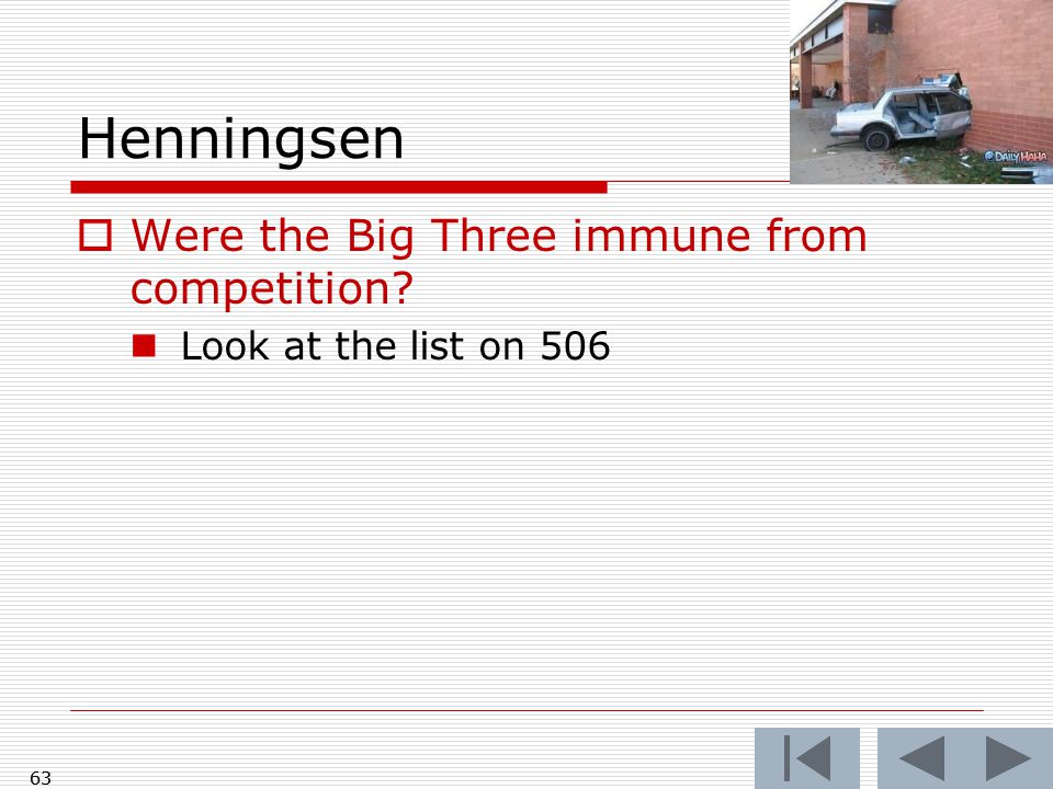 63 Henningsen  Were the Big Three immune from competition Look at the list on