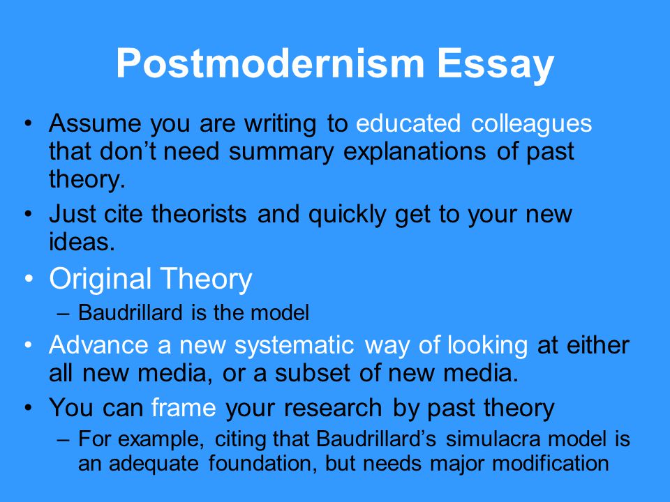 Vicarious Liability Essay Postmodernism Outline For Compare Contrast Essay also Thematic Essay On Belief Systems Postmodernism Metacommunication Communicating About Communication Essay On Math