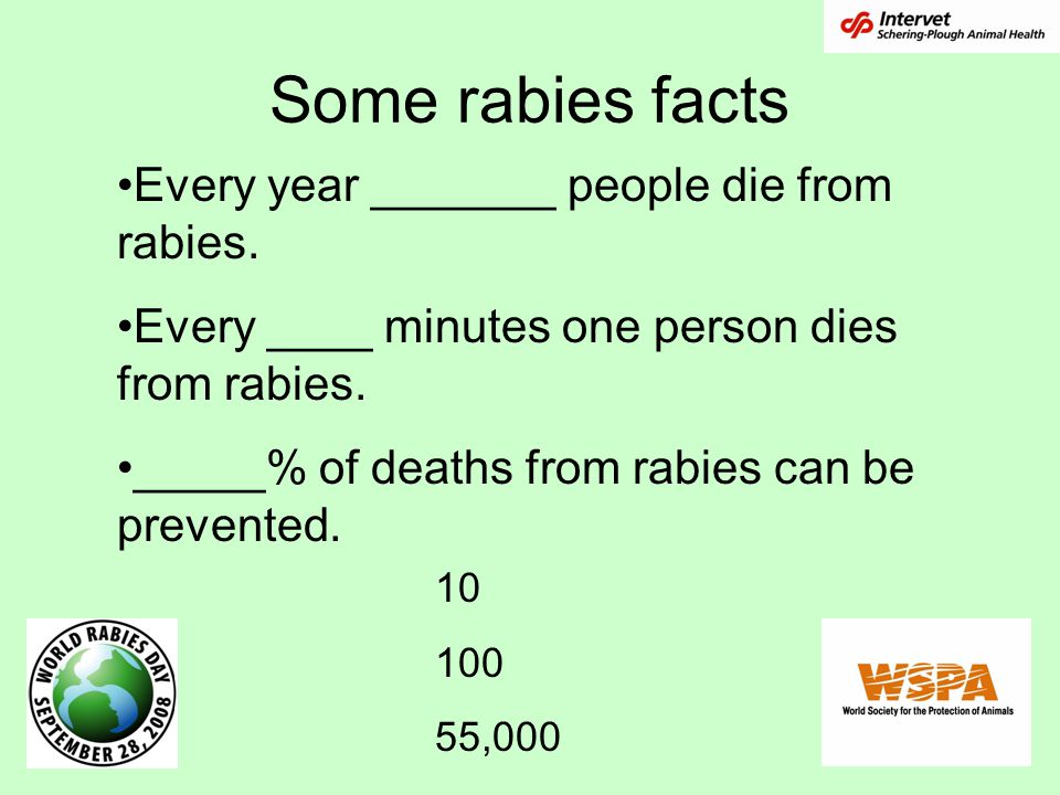 Some rabies facts Every year _______ people die from rabies.
