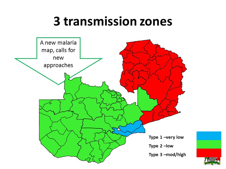 A new malaria map, calls for new approaches Type 1 –very low Type 2 –low Type 3 –mod/high 3 transmission zones