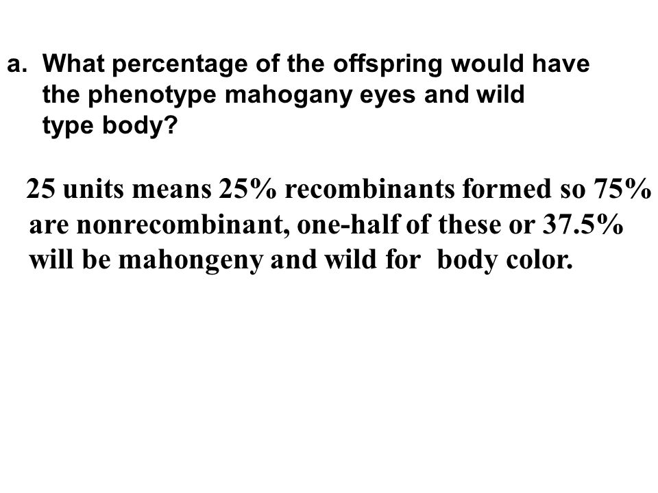a. What percentage of the offspring would have the phenotype mahogany eyes and wild type body.