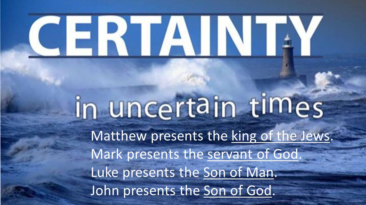 Matthew presents the king of the Jews. Mark presents the servant of God.