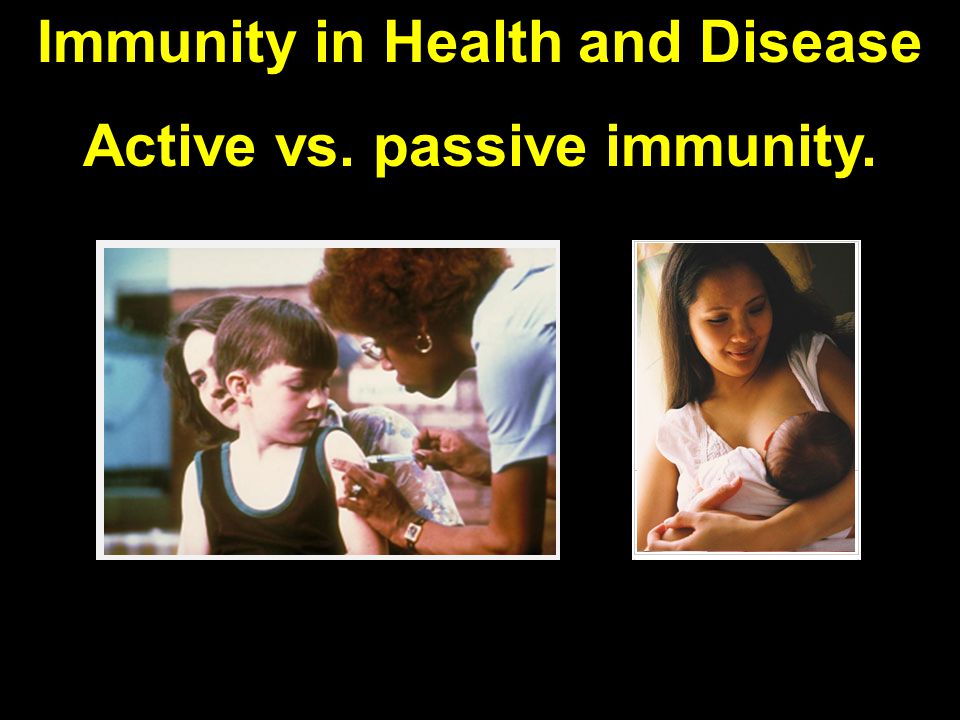 Active vs. passive immunity.