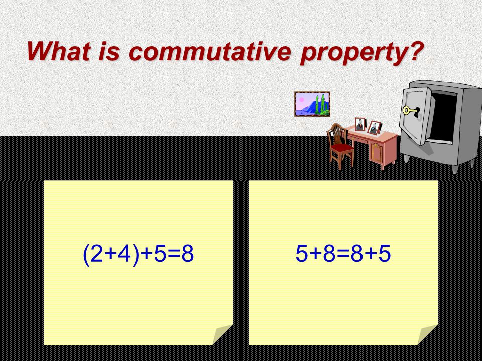 What is commutative property (2+4)+5=85+8=8+5