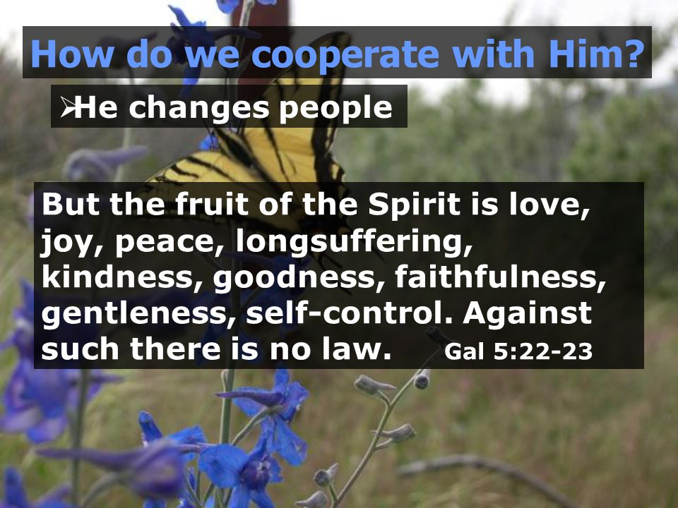  He changes people How do we cooperate with Him.