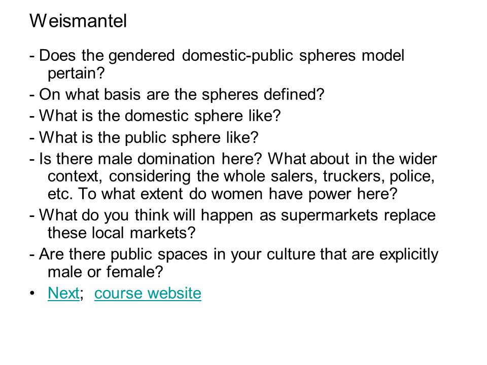 Weismantel - Does the gendered domestic-public spheres model pertain.