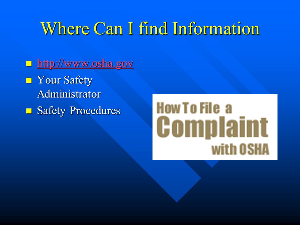 Where Can I find Information Your Safety Administrator Your Safety Administrator Safety Procedures Safety Procedures