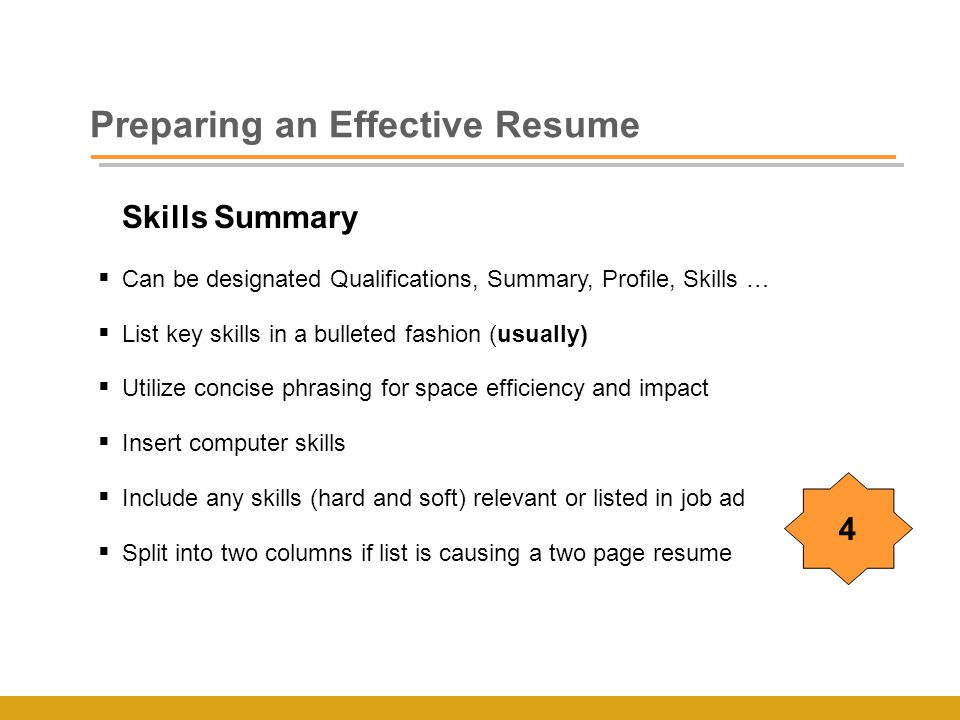 preparing an effective resume and cover letter mike imwalle career skills to include in resume
