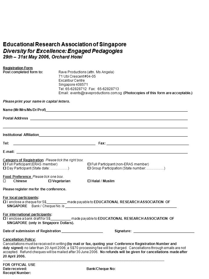 Registration Form Post completed form to:Rave Productions (attn.