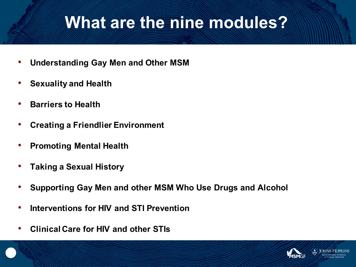What are the nine modules.