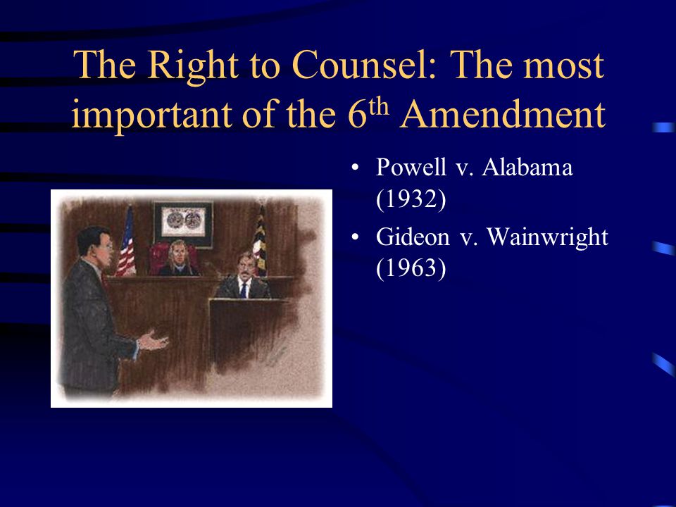 The Right to Counsel: The most important of the 6 th Amendment Powell v.