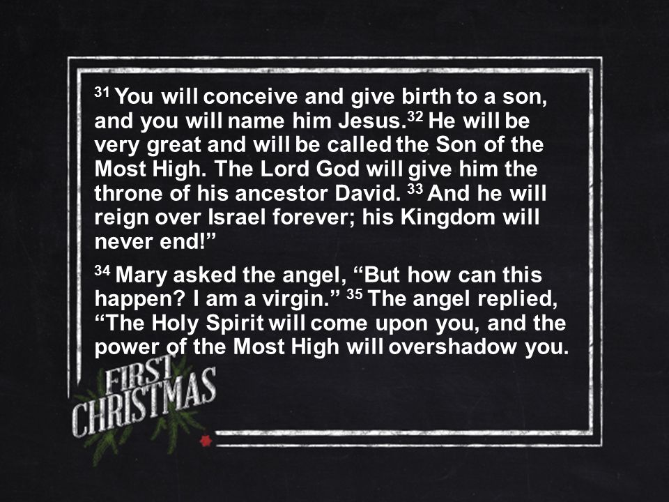 31 You will conceive and give birth to a son, and you will name him Jesus.
