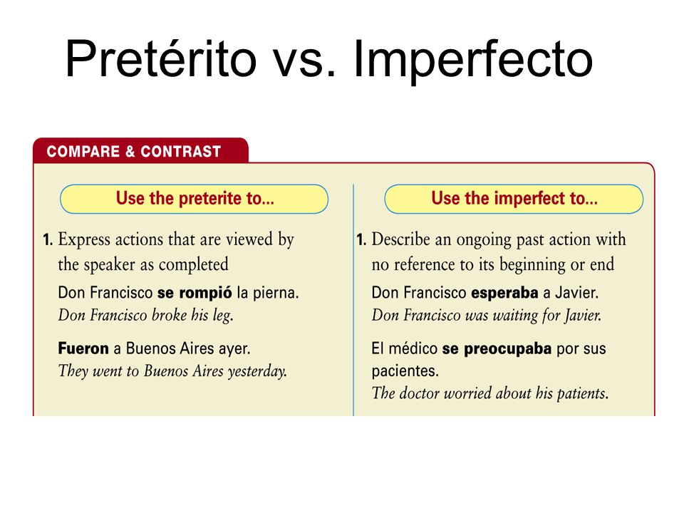 Pretérito vs. Imperfecto