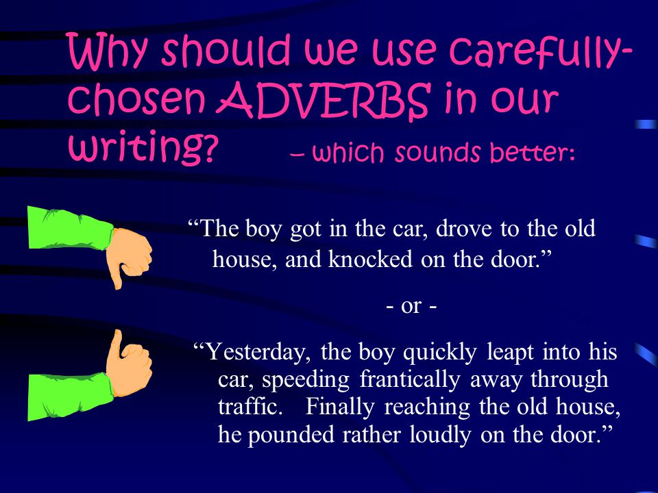 Remember, an ADVERB describes anything other than a Noun or Pronoun Yes.
