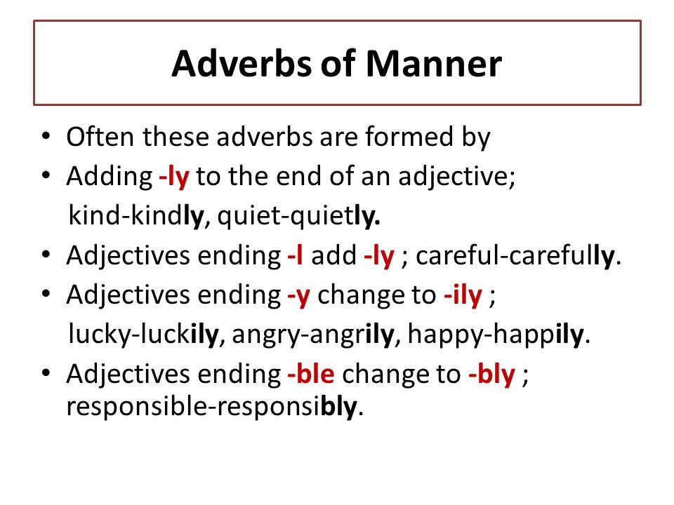 Quickly adverb. Adverbs of manner правила. Adverbs of manner правило. Adjectives adverbs of manner. Adverbs manner and modifiers.