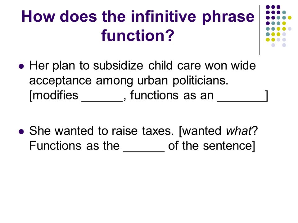 Infinitive Order…Adverb 1. Put prepositional phrases in parenthesis.