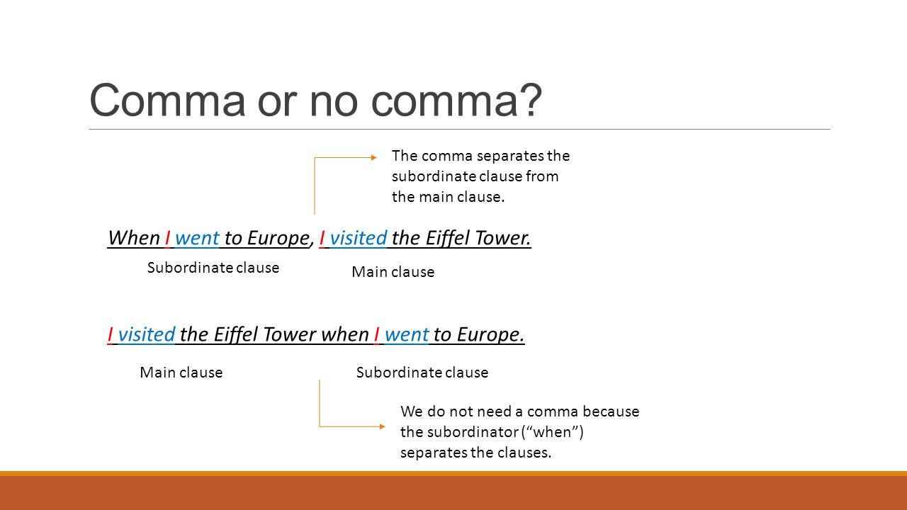 Comma or no comma. When I went to Europe, I visited the Eiffel Tower.