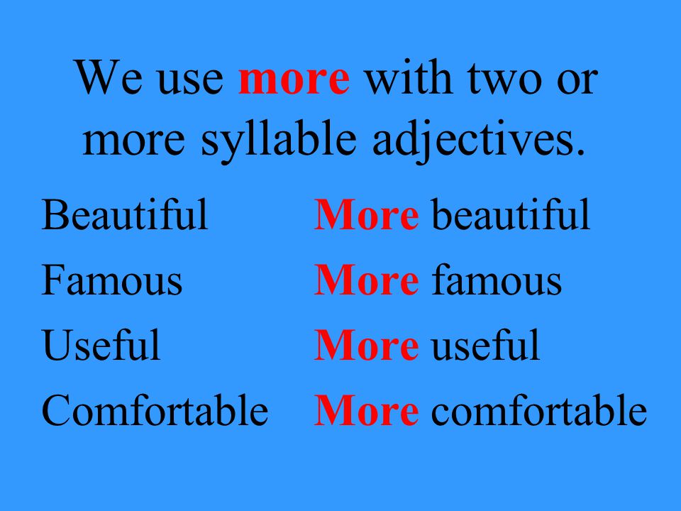 Two syllable adjectives. Beautiful adjective form