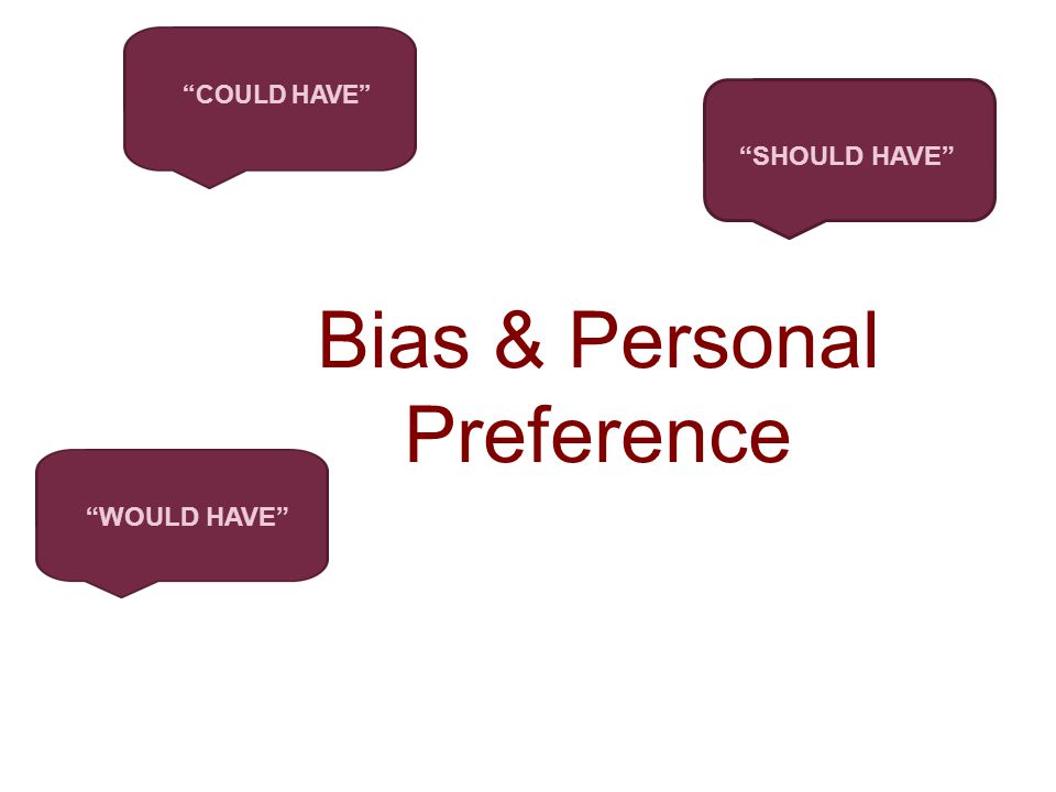Bias & Personal Preference COULD HAVE SHOULD HAVE WOULD HAVE