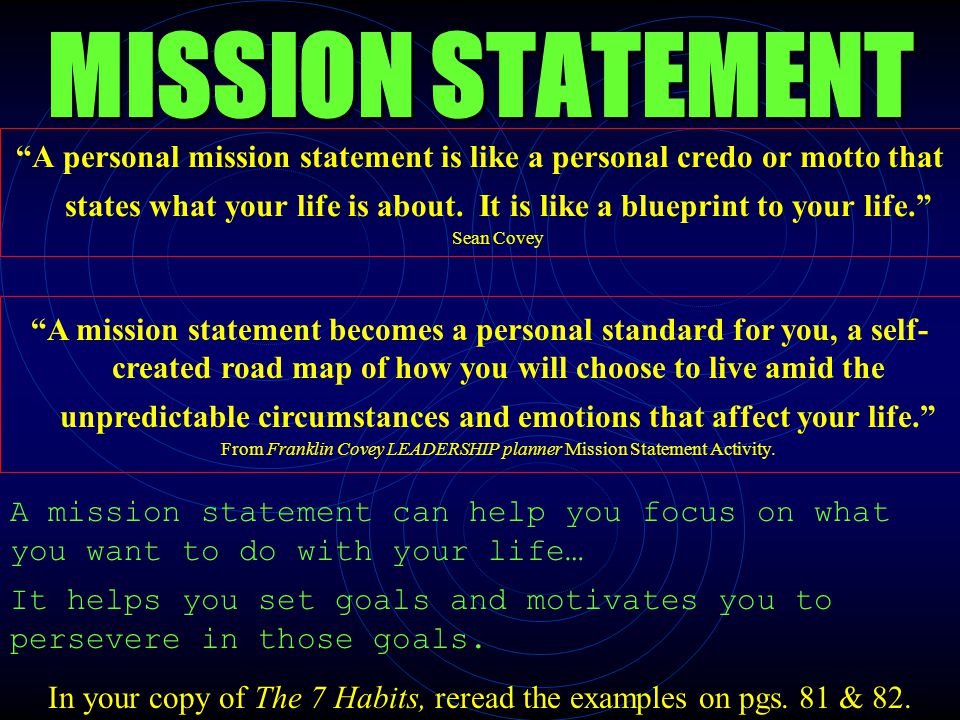 stephen covey mission statements