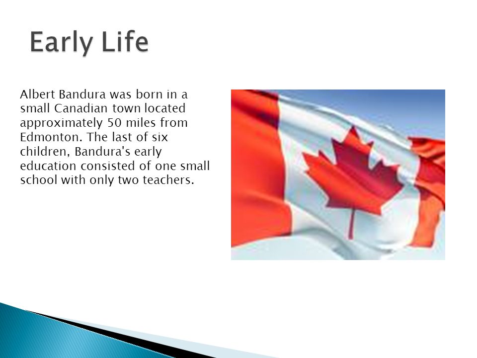 Albert Bandura was born in a small Canadian town located approximately 50 miles from Edmonton.