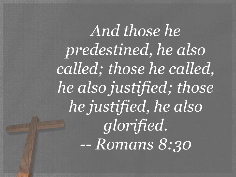 And those he predestined, he also called; those he called, he also justified; those he justified, he also glorified.