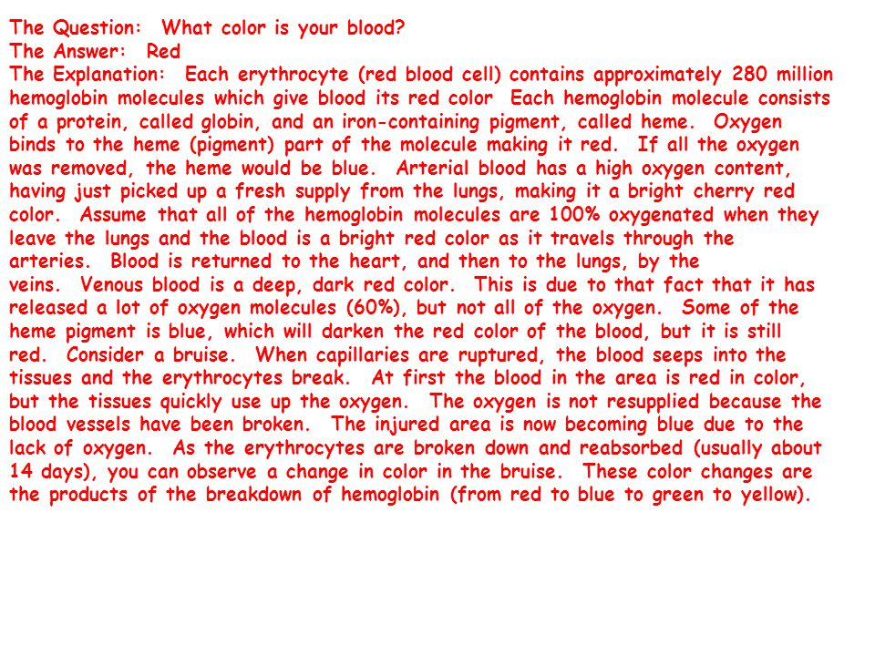 The Question: What color is your blood.